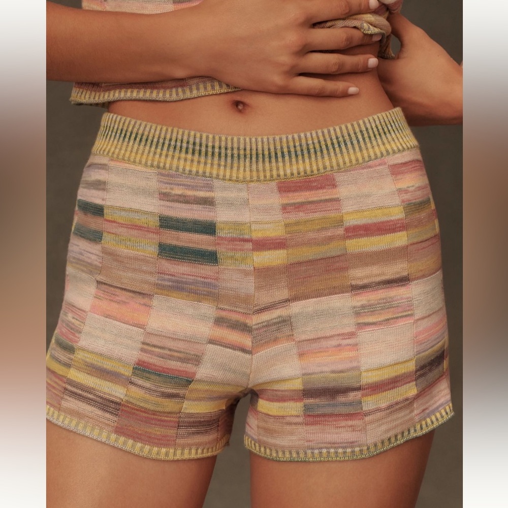Multicolor High Waist Knit Shorts